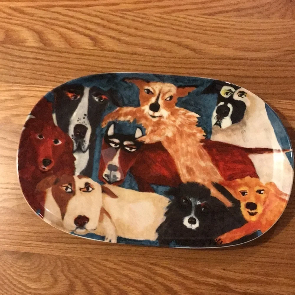 NWT Anthropologie Carole Atkins Furry Friends Platter